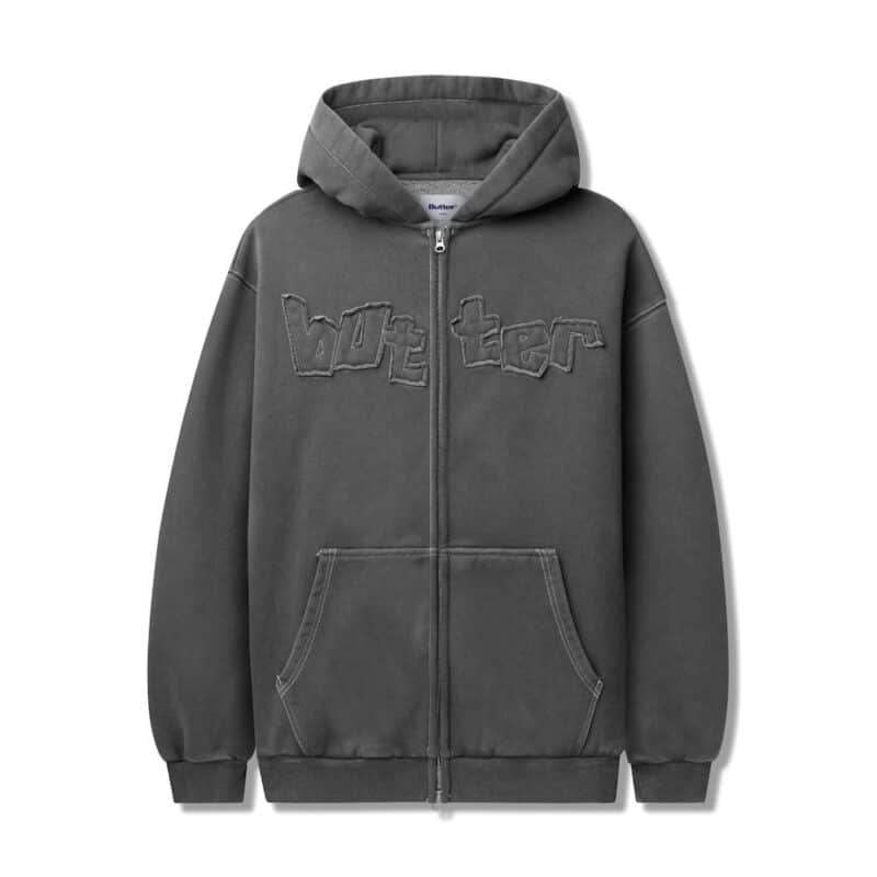 Butter Goods Mineral Wash Zip-Thru Hoodie - Charcoal