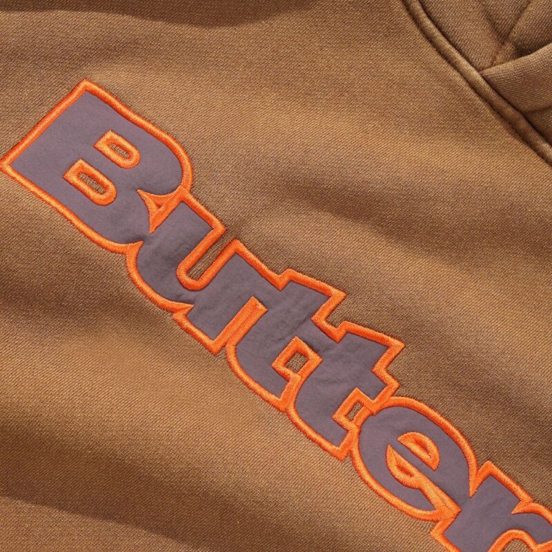 Butter Goods Nylon Logo Applique Hoodie - Brown - Image 2