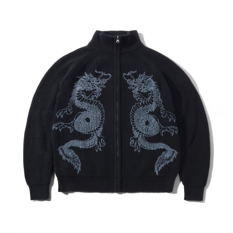 Butter Goods Dragon Zip-Thru Knit Crewneck - Black