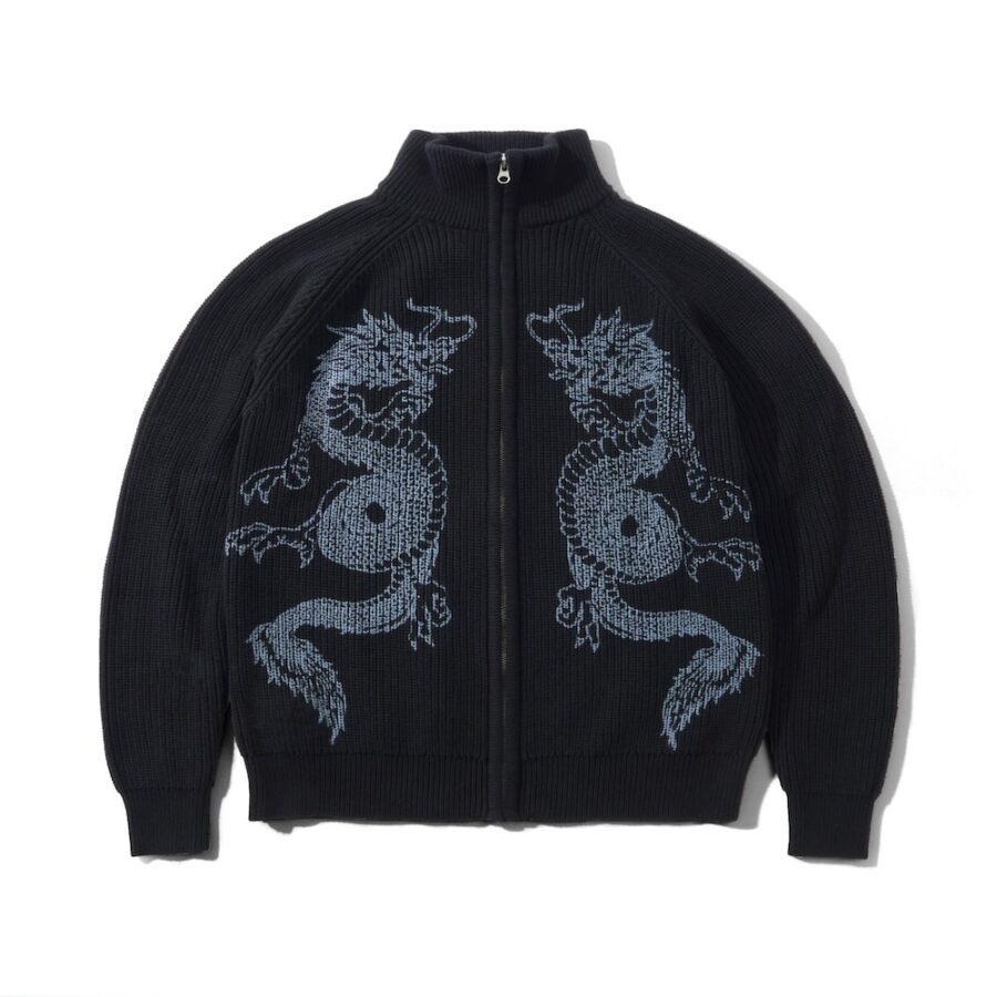 Butter Goods Dragon Zip-Thru Knit Crewneck - Black