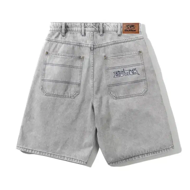 Butter Goods Encounter Denim Shorts (Baggy) - Washed Soft Grey