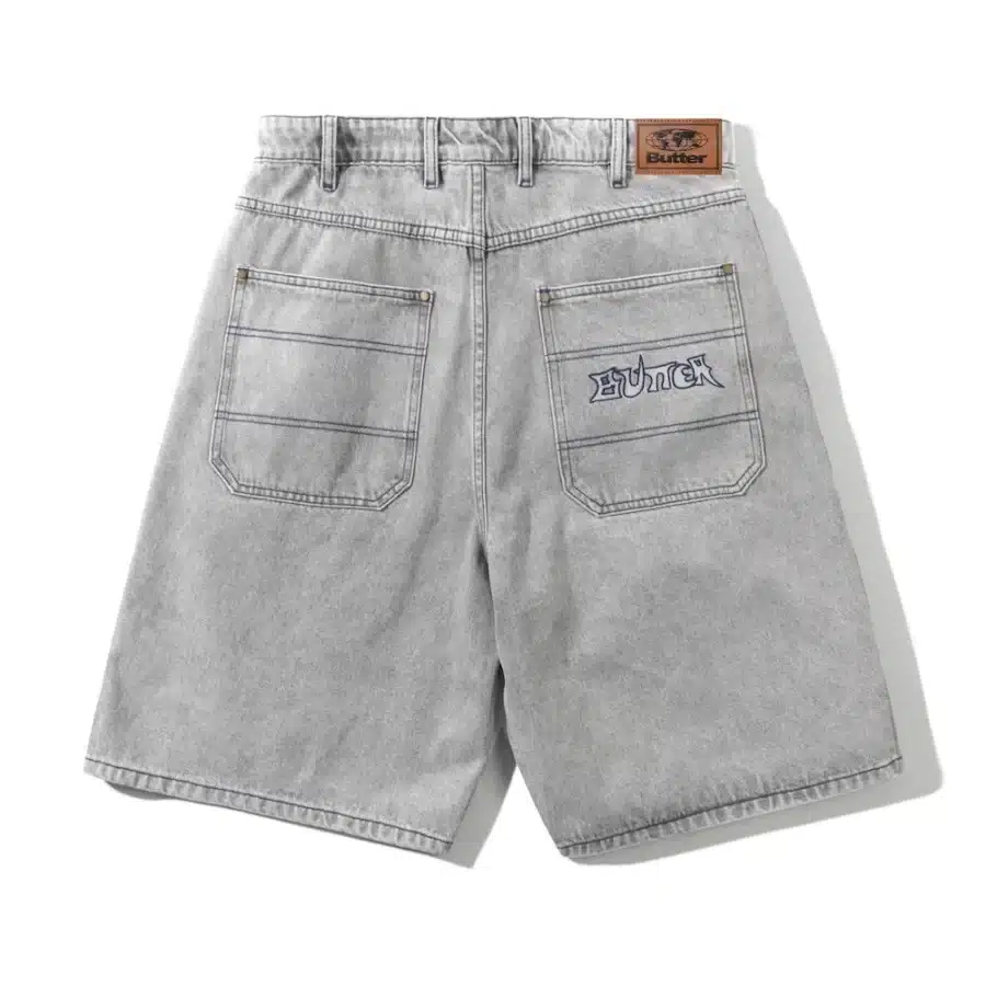 Butter Goods Encounter Denim Shorts (Baggy) - Washed Soft Grey