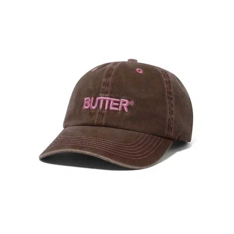 Butter Goods Rounded Logo 6 Panel Cap - Washed Brown