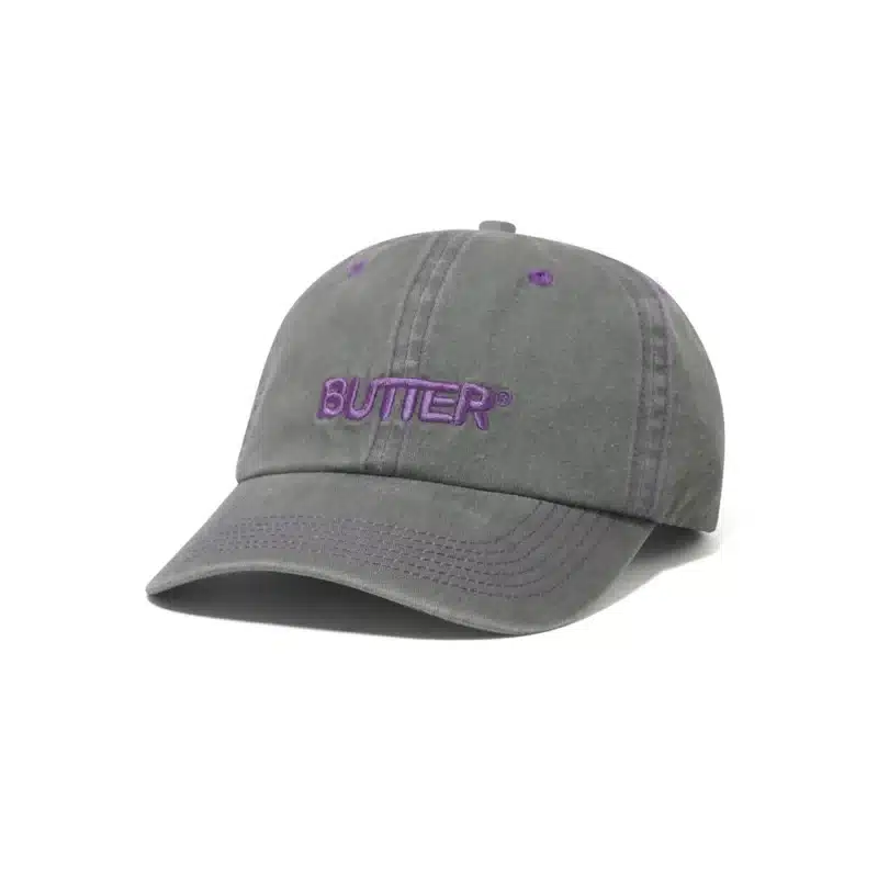 Butter Goods Rounded Logo 6 Panel Cap - Washed Grey