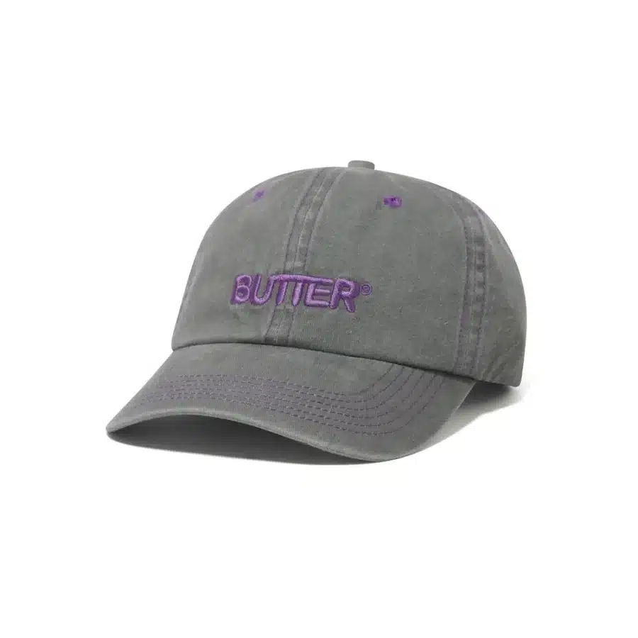 Butter Goods Rounded Logo 6 Panel Cap - Washed Grey