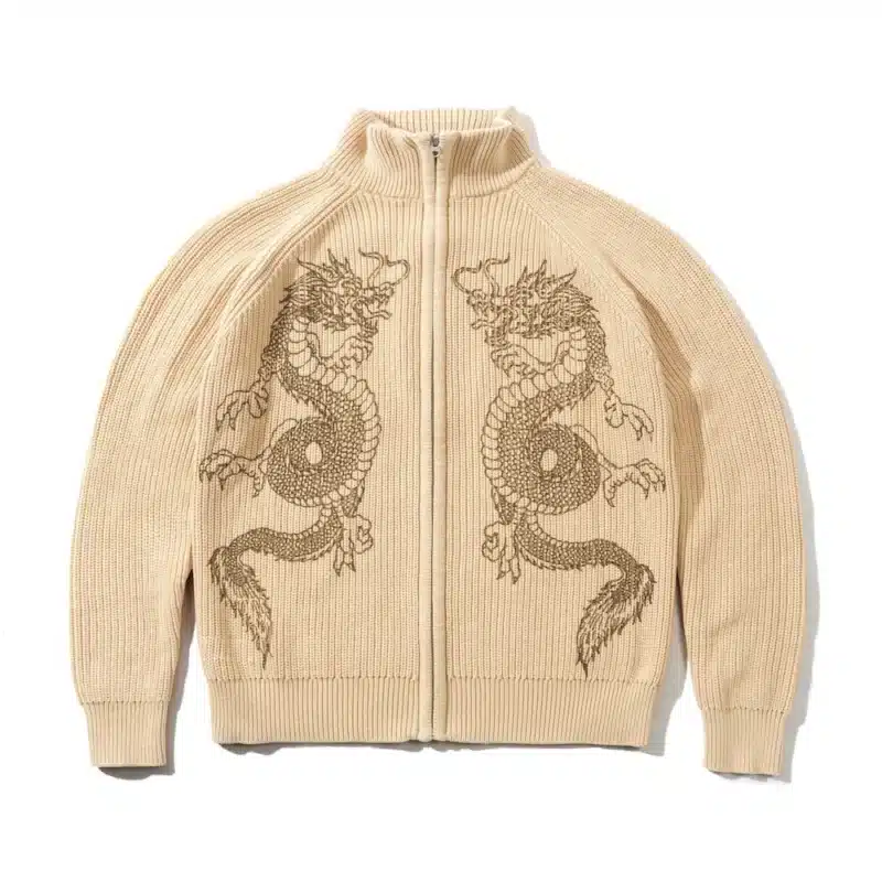 Butter Goods Dragon Zip-Thru Knit Crewneck - Sand