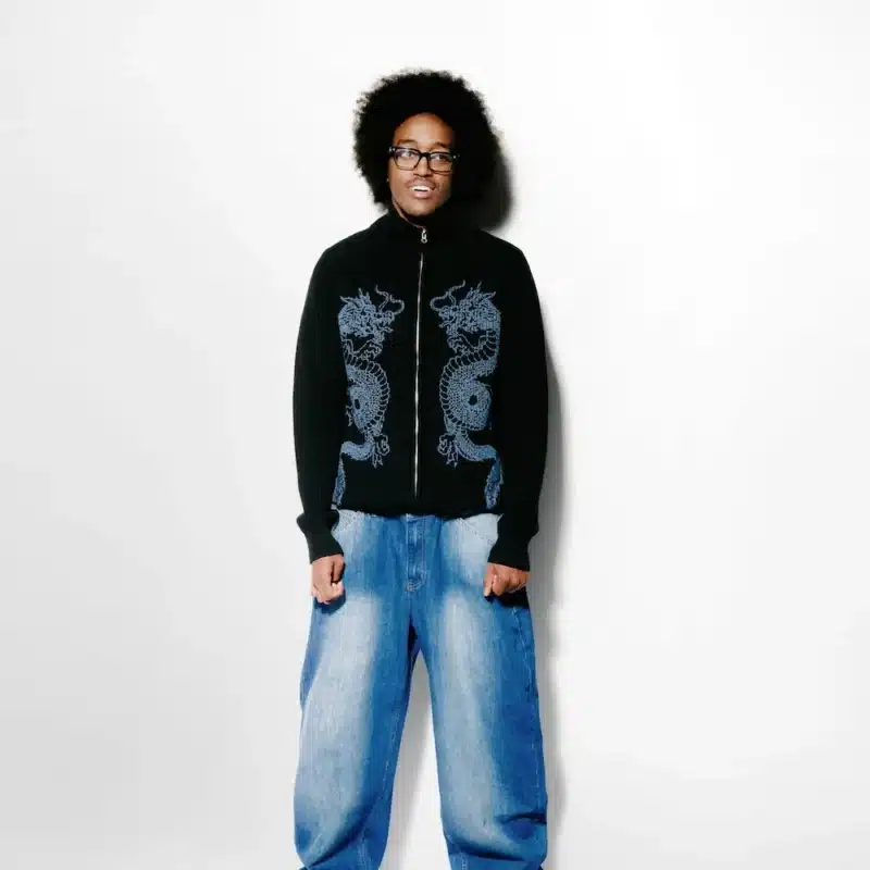 Butter Goods Dragon Zip-Thru Knit Crewneck - Black – Bild 4