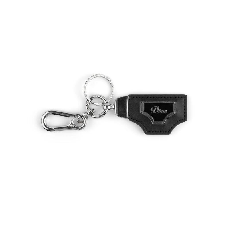Dime Cursive Leather Keychain - Black