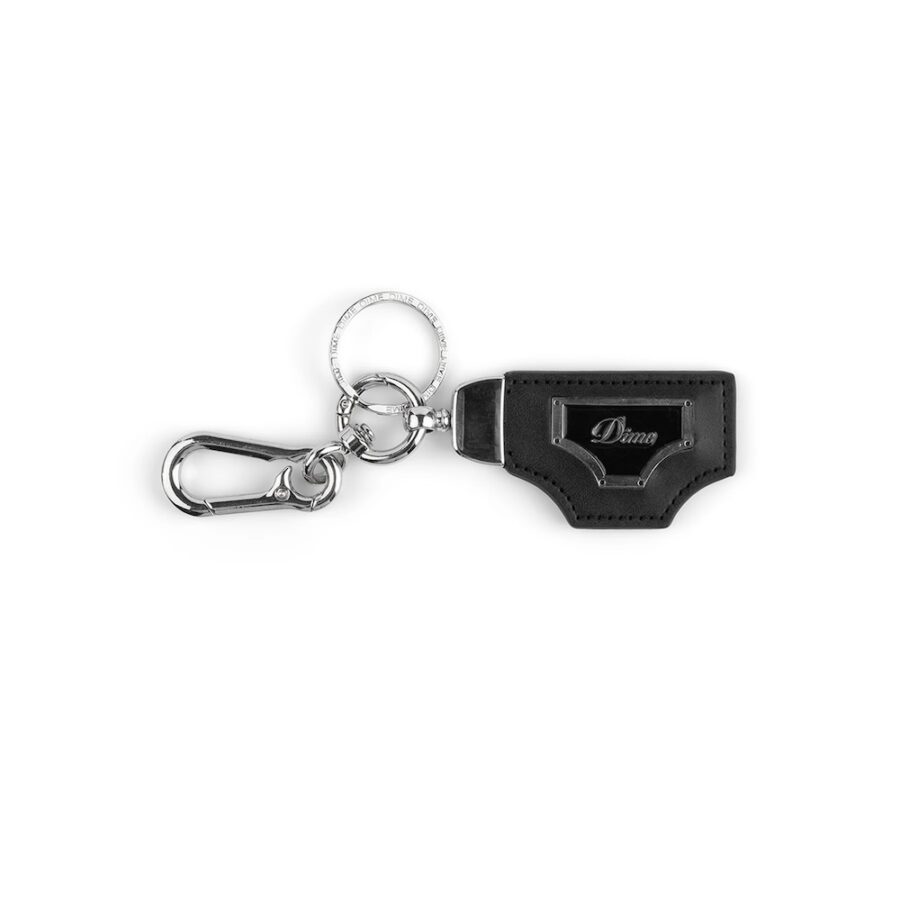 Dime Cursive Leather Keychain - Black