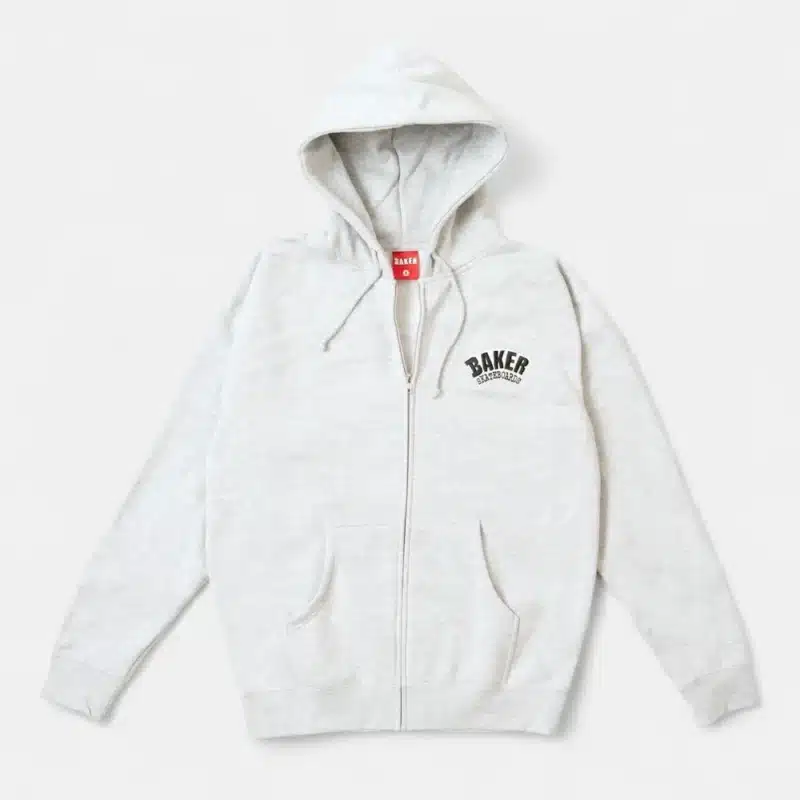 Baker Arch Logo Zip Hoodie - Heather Grey