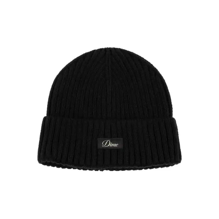 Dime MTL Cursive Rib Beanie - Black