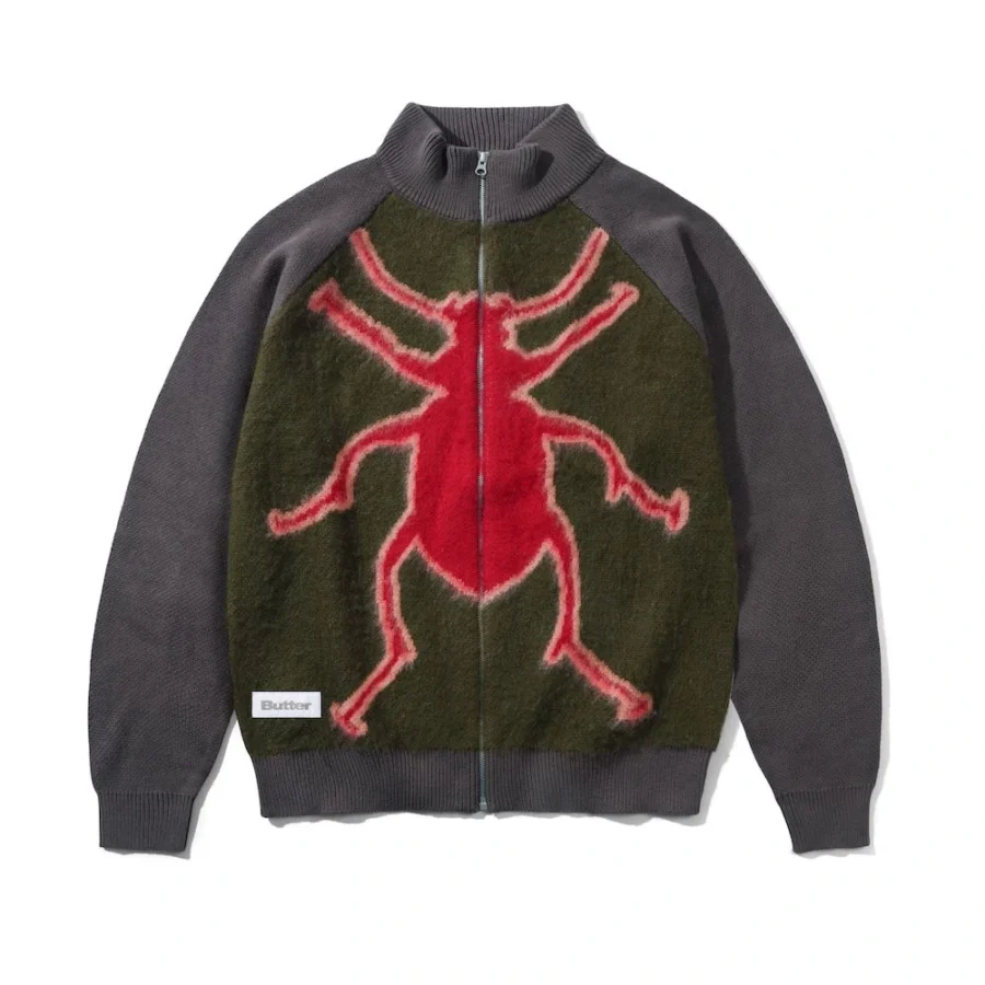 Butter Goods Beetle Zip-Thru Knit Sweater - Olive