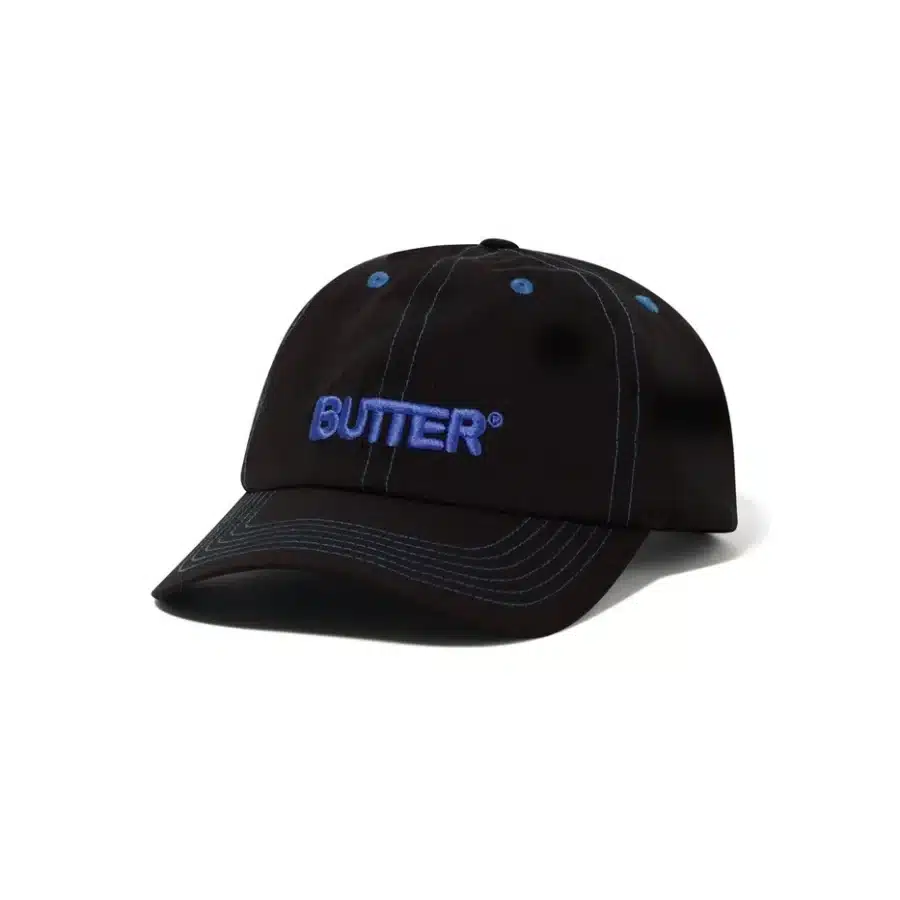 Butter Goods Nylon Rounded Logo 6 Panel Cap - Black