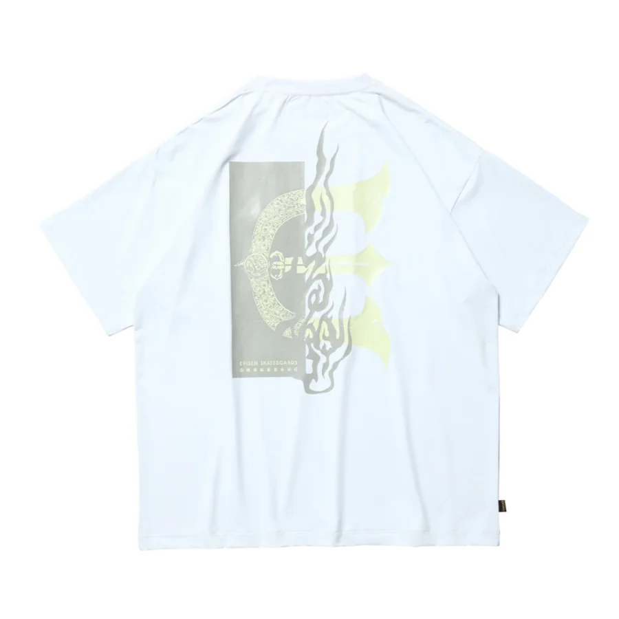 Evisen Fire Rectangle Logo Pocket Tech T-Shirt - White