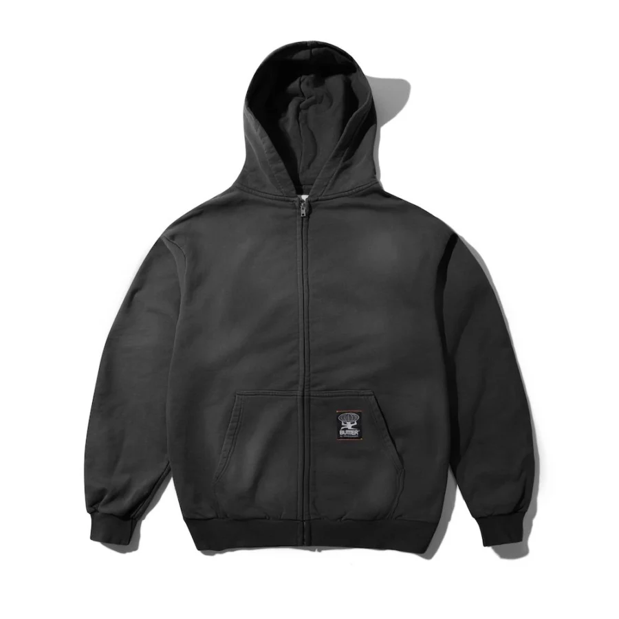 Butter Goods Garage Zip-Thru Hoodie - Faded Charcoal
