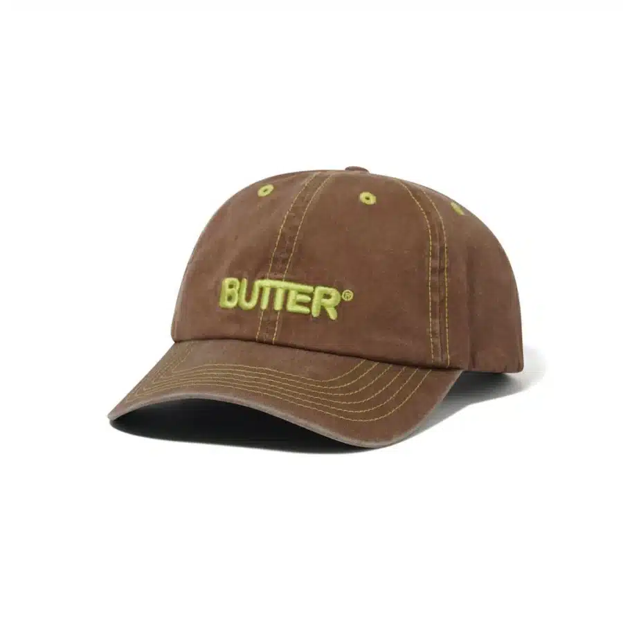 Butter Goods Rounded Logo 6 Panel Cap - Washed Pecan