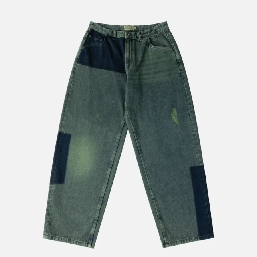 Dime Baggy Denim Pants - Distressed Green