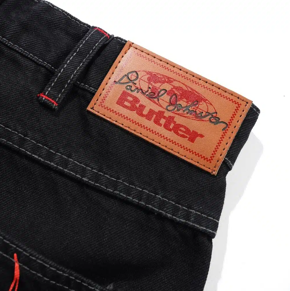 Butter x Daniel Johnston Dragon Denim Shorts - Washed Black - Image 4